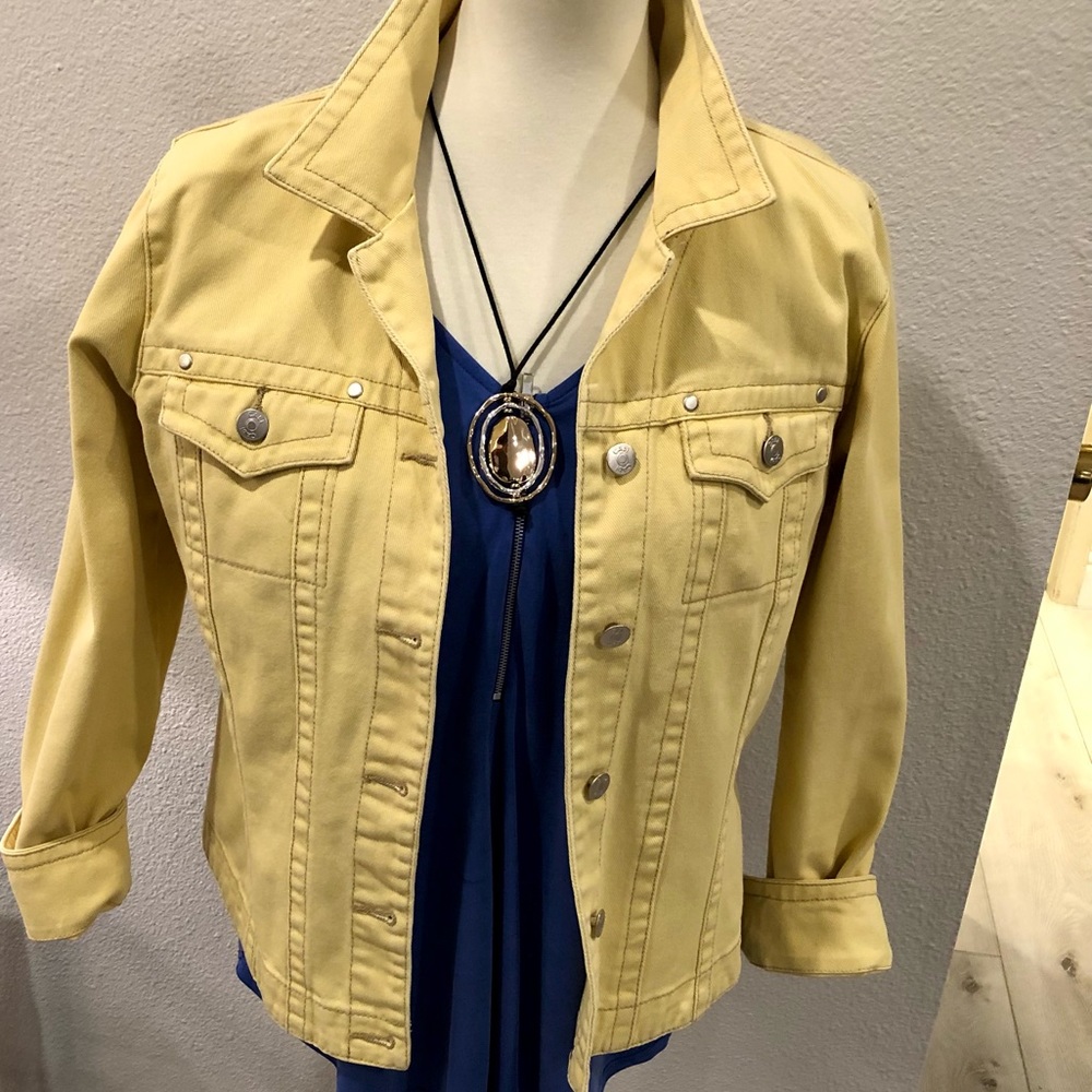 CAbi Denim Yellow Jacket, Large